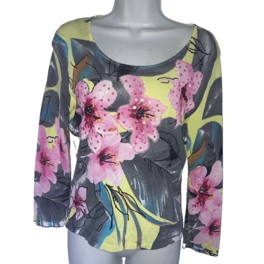 Ladies Floral Beaded Detail Stretch Women Top S*